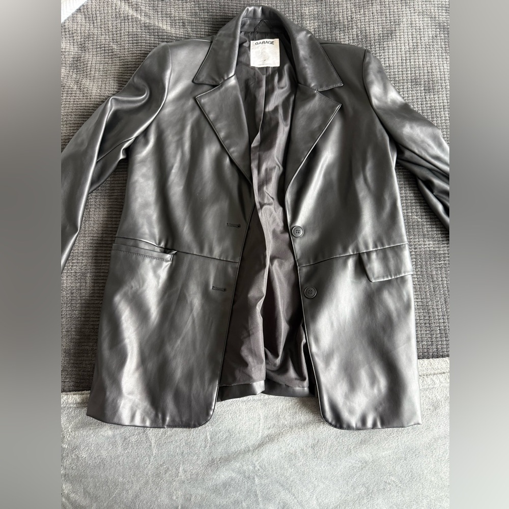 Garage Brand Black Fake Leather Blazer